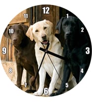 Cakatablo Kahve Krem ve Siyah Labradorlar Duvar Saati