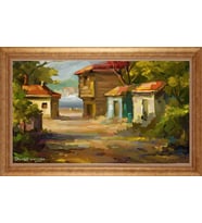 EV İŞYERİ OFİS İÇİN ALTIN ÇERÇEVELİ PASPARTULU TABLO VB505