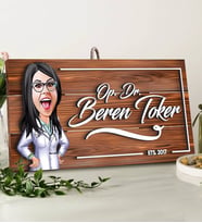 BK Gift Kişiye Özel Doktor Karikatürlü Dekoratif Ahşap Tabela