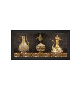 Etnik Motifli Kanvas Tablo 80 x 110 cm Siyah Çerçeve