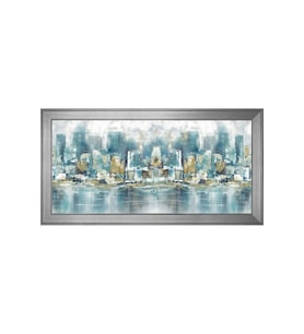 Soyut Şekiller Motifli Kanvas Tablo 80 x 110 cm Silver Çerçeve