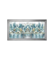 Soyut Şekiller Motifli Kanvas Tablo 80 x 110 cm Silver Çerçeve