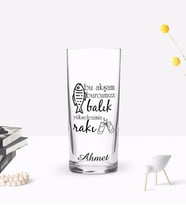 BK Gift Kişiye Özel Renkli Baskılı Bu Akşam Burcumuz Tasarımlı Rakı Bardağı-1 (Beyaz)