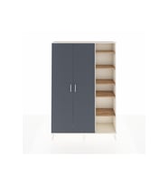 Arges Dolap 7 Raflı 2 Kapaklı Tek Askılı 132x30x195 Aytaşı-Antrasit/Çam