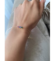Glorria Kişiye Özel Doğum Taşlı Gümüş Bileklik (Çok Renkli)