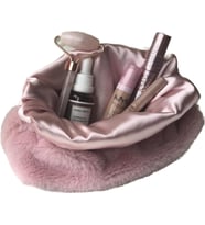 Lexroo MELSEA Peluş Makyaj Çantası Pudra Pembe Organizer Seyahat Çantası