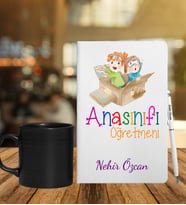 Ana Sınıfı Öğretmenlerine Özel Defter Kalem & Siyah Varil Kupa Hediye Seti