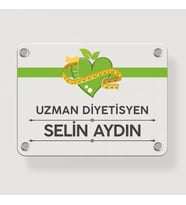 Diyetisyenlere Özel Kapı Tabela Büro Ofis Mini Giriş Tabelası (Şeffaf Hologram)