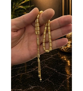 14 Ayar Altın Kaplama Tesbih - Salyangoz Motif Tesbih - Kapsül Kesim Tesbih - Tesbih - Füzyon Tesbih