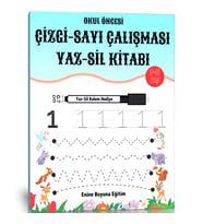 Okul Öncesi Çizgi-Sayı Çalışması YAZ-SİL Kitabı