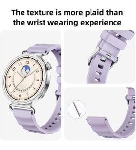 Lexroo Huawei GT6 41mm/GT5 Pro 42mm/GT5 41mm/GT4 41mm ile Uyumlu Silikon Kordon Yüzeyi Dalgalı