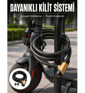 200 cm Uzun Çelik Kablo Kilidi Dayanıklı Anahtarlı Motor ve Bisiklet Kilidi