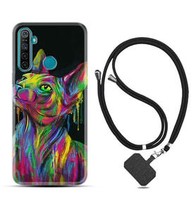 Realme 5i 5 Pro 6i 7 Pro 8 Kılıf Boyun Askılı Silikon Color Cat 1754
