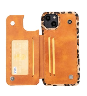 Bouletta Apple iPhone 14 Plus Uyumlu Deri Kılıf UBW LEO1N (Leopar)