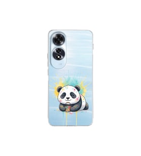 Oppo A60 ile Uyumlu Splash Panda Tasarımlı Şeffaf Silikon Kılıf