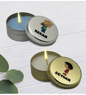 BK Gift Kişiye Özel Çift Tasarımlı Silver ve Gold Metal Kutuda Kokulu Mum Hediye Seti - 3, Ev Hediyesi, Sevgiliye, Arkadaşa Hediye, Kokulu Mum
