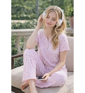 Kadın 01628 Kısa Kol Kaşkorse Pijama Takımı