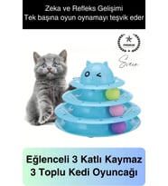 3 Katlı 3 Toplu Kedi Oyuncağı Yuvarlak Eğlence Dönen Hareketli ABS Plastik Çıngıraklı Zeka Gelişim