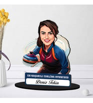 Kişiye Özel Kadın Curling Oyuncusuna Hediye Karikatürlü Biblo