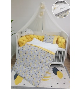 Baby Clime Masal Serisi 80x130 İsim Nakışlı Bebek Uyku Seti Örgü Korumalı