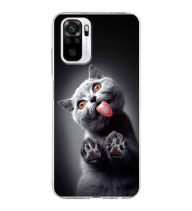 PrintiFy Xiaomi Redmi Note 10 ile Uyumlu 1mm Slim Fit Kedi 2 050c Baskılı Şeffaf  Kılıf