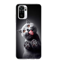 PrintiFy Xiaomi Redmi Note 10 ile Uyumlu 1mm Slim Fit Kedi 2 050c Baskılı Şeffaf  Kılıf