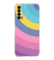 PrintiFy Huawei Psmart 2021 Uyumlu Kamera Korumalı Renk Cümbüşü B Tasarımlı Şeffaf Silikon Kılıf