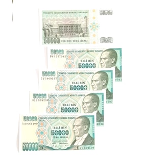7. Emisyon 50.000 Türk Lirası Eski Koleksiyon Kağıt Para. Para Koleksiyonu. Hatıra Para. Hobi Para.