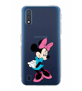 Samsung Galaxy A01  Kamera Korumalı Kapak Minnie Mouse Tasarımlı  Şeffaf Kılıf