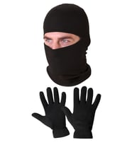 Termal Siyah Unisex Kar Maskesi Polar Eldiven Set Renk Siyah