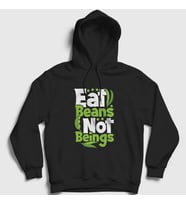 Presmono Unisex Beyaz Beans Vegan Vegetarian Vejetaryen Kapüşonlu Sweatshirt 541869tt (Siyah)