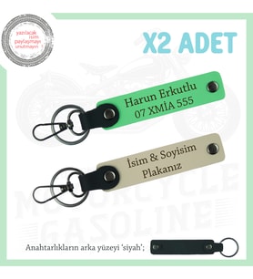 Sürücülere Özel İsimli ve Plakalı x2 Anahtarlık – Sürpriz Hediye Seçeneği, Sütlü Kahve-F Yeşil-Syh