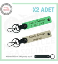 Sürücülere Özel İsimli ve Plakalı x2 Anahtarlık – Sürpriz Hediye Seçeneği, Sütlü Kahve-F Yeşil-Syh