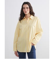 LCW Vision Sarı Çizgili Oversize Kadın Gömlek