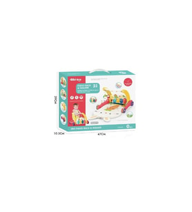 BIB6016-Piyanolu Bebek Yürüteci ve Tavşan Desenli Kırmızı Oyun Halısı  2 in 1