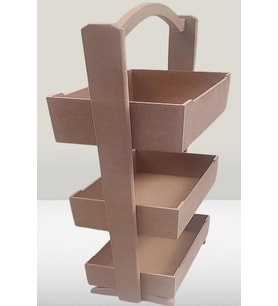 Hobi 90304 Raf Terek 3 LÜ Geniş İç Hacimli CNC Kesim Ahşap MDF HAM El Yapım