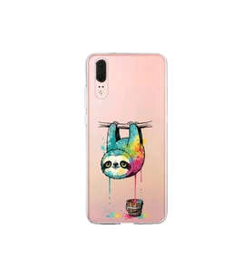 Huawei P20 ile Uyumlu Splash Tembel Hayvan Tasarımlı Şeffaf Silikon Kılıf