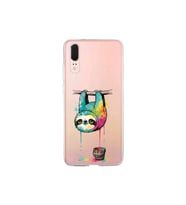 Huawei P20 ile Uyumlu Splash Tembel Hayvan Tasarımlı Şeffaf Silikon Kılıf