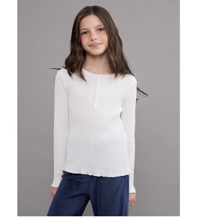 LCW Kids Ekru Bisiklet Yaka Kız Çocuk Tişört