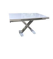 Masa 12628 X AYAK Metal Nikelaj Dikdörtgen Kelebek Yan Açılı TEMPER CAM El yapım (Beyaz - Açık Gri)