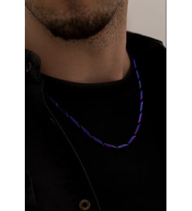 Erkek Kolye - Ince Kibar Model Erkek Çelik Kolye - 3 Mm Kalınlık - Mor Renk 5213259865311