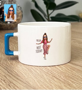 Kişiye Özel Karikatürlü Not Today Motivasyon Lüks Fincan Doğum Günü Hediyesi
