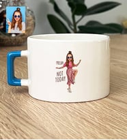 Kişiye Özel Karikatürlü Not Today Motivasyon Lüks Fincan Doğum Günü Hediyesi