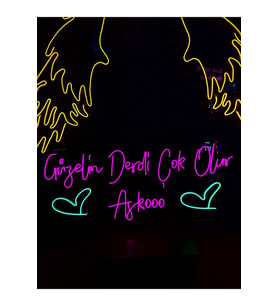 Güzelin Derdi Çok Olur Aşkooo Yazılı Neon Tabela