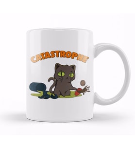 Cute Funny Catastrophe Kitten Spilling Drinks Cat Kupa Bardak Porselen