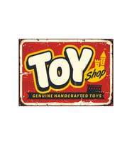 Toy Shop Retro Ahşap Tablo - El Yapımı Oyuncak Temalı Vintage Tasarım