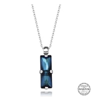 Swarovski Crystal Taşlı Mavi Baget Gümüş Kadın Kolye