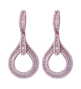 Baget Taşlı Rose Gold Sallantılı Küpe (Rose - Gold)