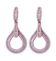 Baget Taşlı Rose Gold Sallantılı Küpe (Rose - Gold)