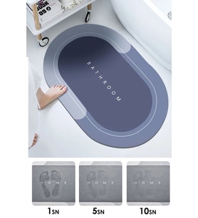 Kaymaz Tabanlı 40x60 Sihirli Su Emen Banyo ve Lavabo Paspası